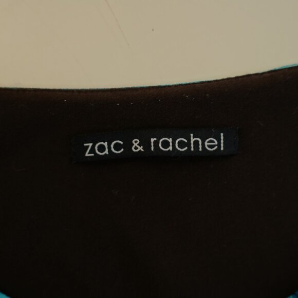 Zac & Rachel Teal Gray Floral V-Neck Ponco Flutter Sleeveless Blouse Top XL Poly - Picture 8 of 9